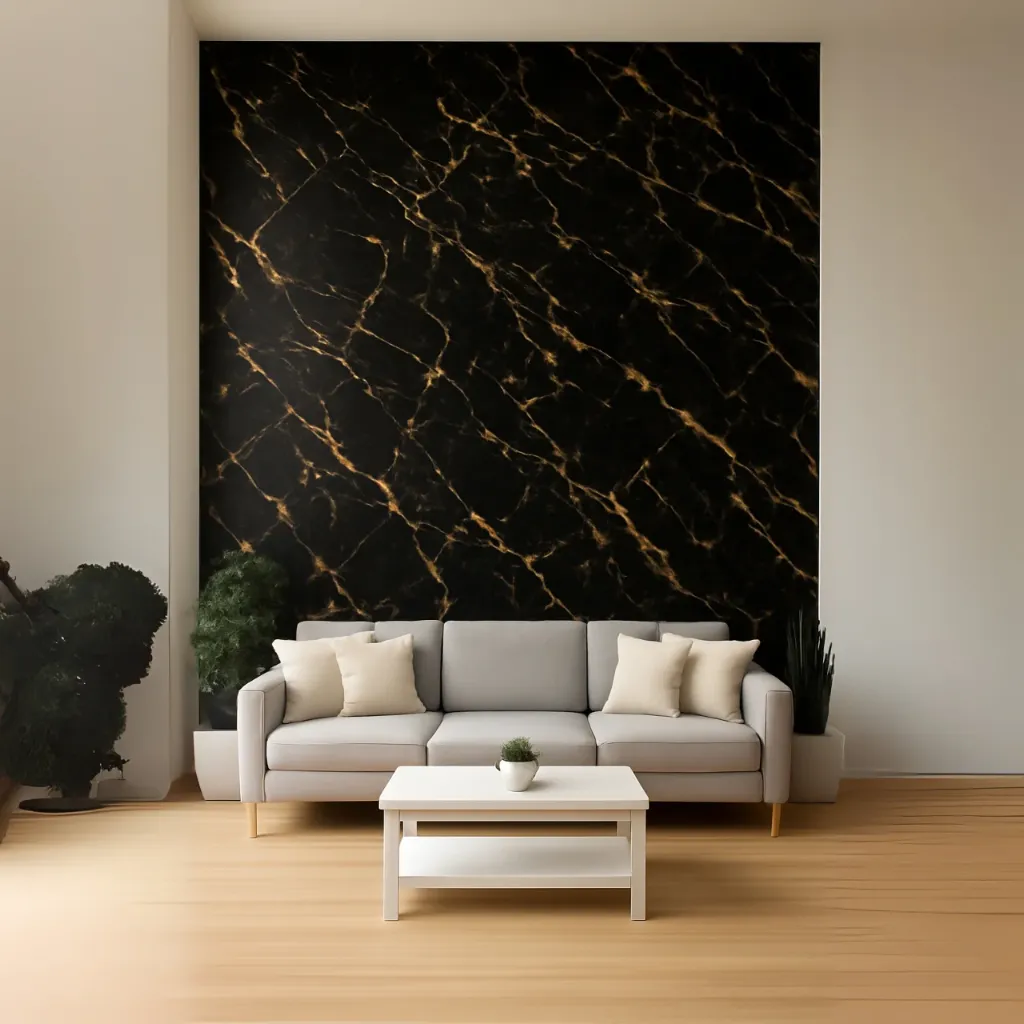 [PVC-MARMOL-001] PLANCHAS MARMOL PVC NEGRA VETAS DORADAS