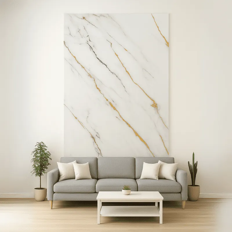 [PVC-MARMOL-002] PLANCHAS MARMOL PVC BLANCO TIZ VETA DORADA